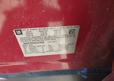 2018 GMC Terrain Sle from USA, damaged, VIN 3GKALTEV4JL272643